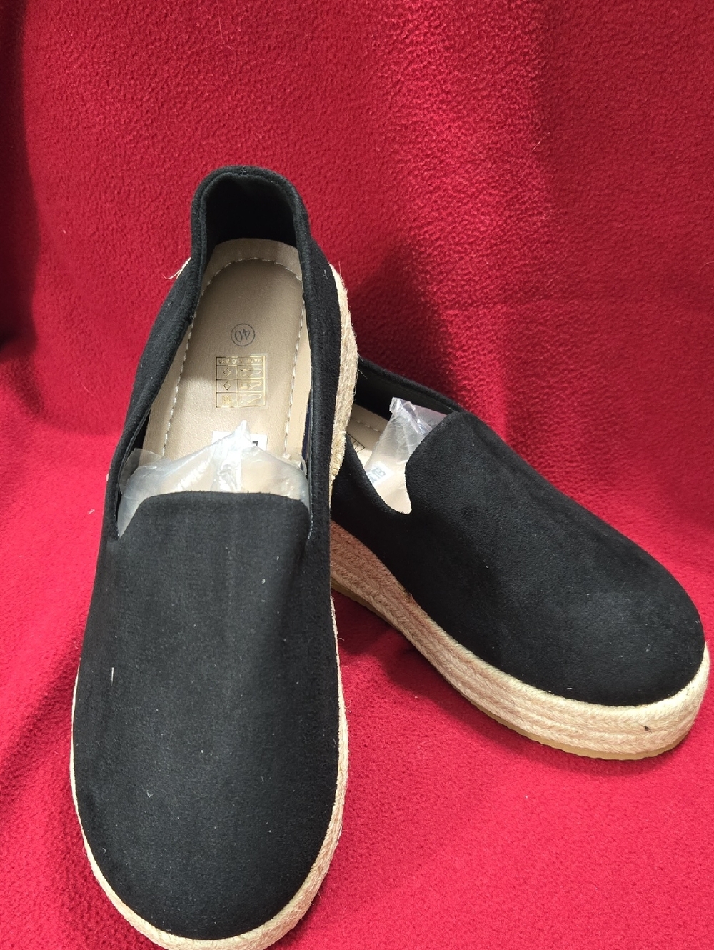 Black Slip-On Espadrille Platform Shoes